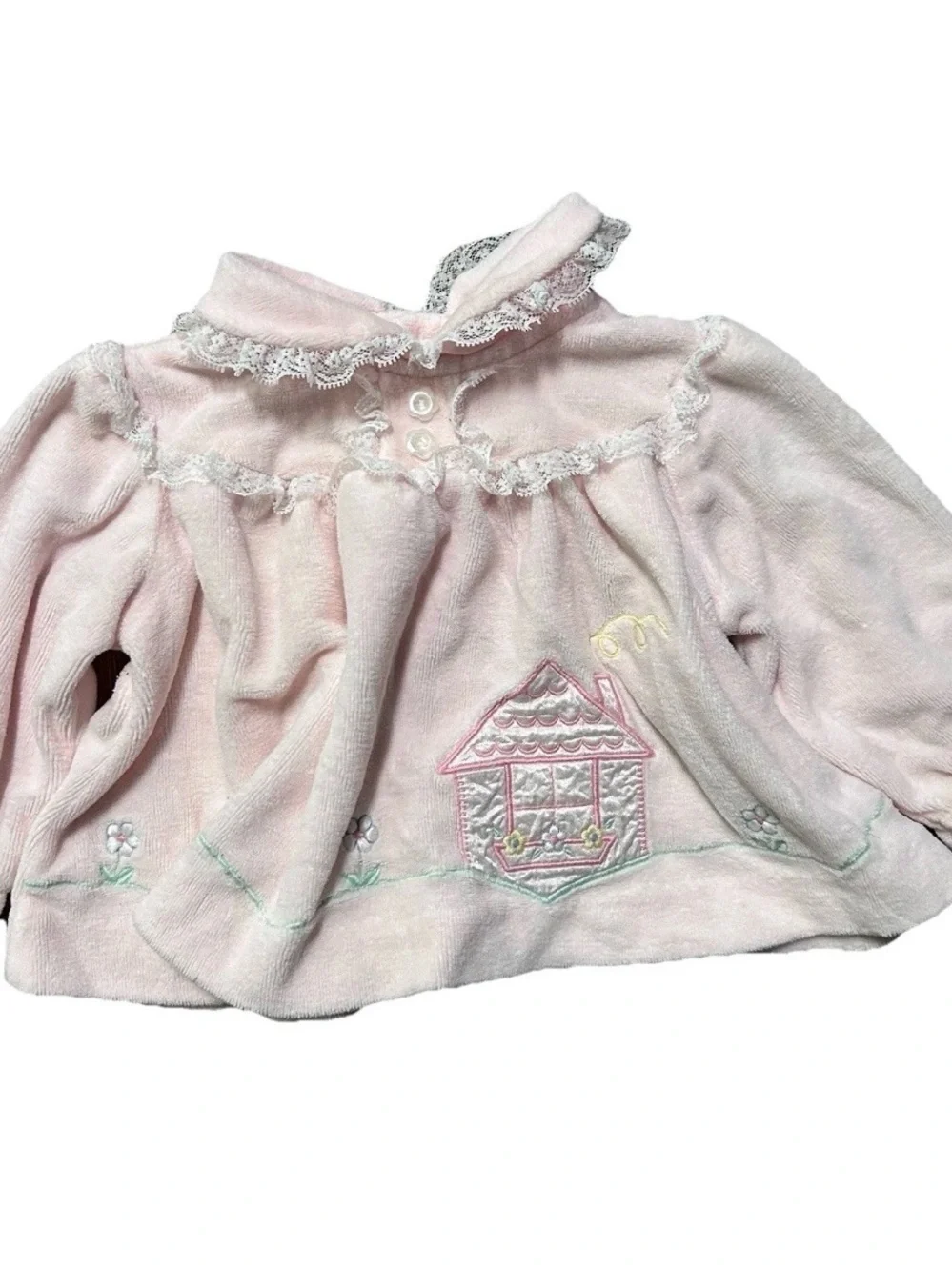 Vintage Baby Girl Velvet Long Sleeve Shirt Size 0-6 Months